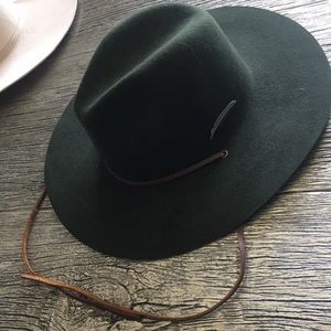 Brixton Green wide brim fedora hat Medium